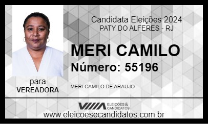 Candidato MERI CAMILO 2024 - PATY DO ALFERES - Eleições