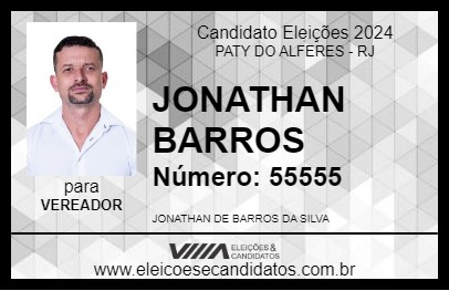 Candidato JONATHAN BARROS 2024 - PATY DO ALFERES - Eleições