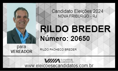 Candidato RILDO BREDER 2024 - NOVA FRIBURGO - Eleições