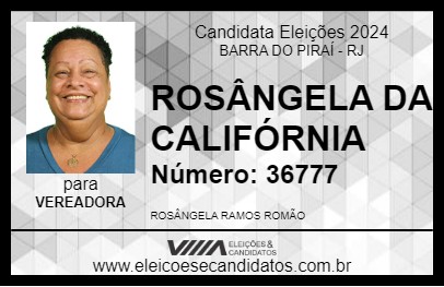 Candidato ROSÂNGELA DA CALIFÓRNIA 2024 - BARRA DO PIRAÍ - Eleições