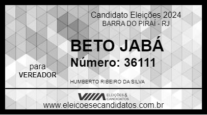 Candidato BETO JABÁ 2024 - BARRA DO PIRAÍ - Eleições