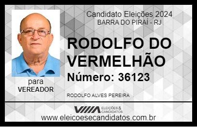 Candidato RODOLFO DO VERMELHÃO 2024 - BARRA DO PIRAÍ - Eleições