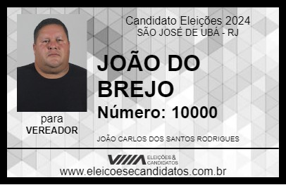 Candidato JOÃO DO BREJO 2024 - SÃO JOSÉ DE UBÁ - Eleições