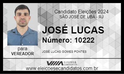 Candidato JOSÉ LUCAS 2024 - SÃO JOSÉ DE UBÁ - Eleições