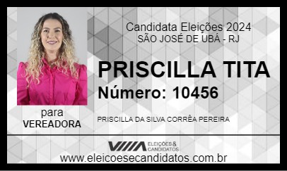 Candidato PRISCILLA TITA 2024 - SÃO JOSÉ DE UBÁ - Eleições