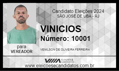 Candidato VINICIOS 2024 - SÃO JOSÉ DE UBÁ - Eleições