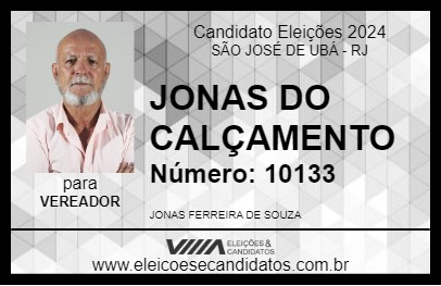 Candidato JONAS DO CALÇAMENTO 2024 - SÃO JOSÉ DE UBÁ - Eleições