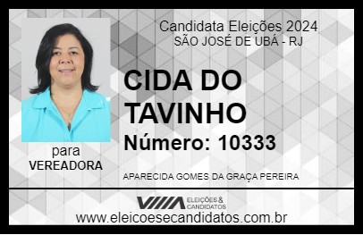 Candidato CIDA DO TAVINHO 2024 - SÃO JOSÉ DE UBÁ - Eleições