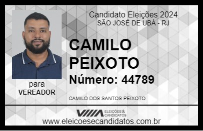 Candidato CAMILO PEIXOTO 2024 - SÃO JOSÉ DE UBÁ - Eleições