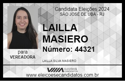 Candidato LAILLA MASIERO 2024 - SÃO JOSÉ DE UBÁ - Eleições