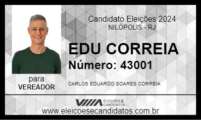 Candidato EDU CORREIA 2024 - NILÓPOLIS - Eleições