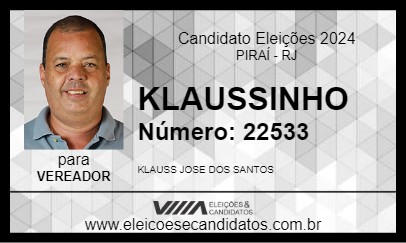 Candidato KLAUSSINHO 2024 - PIRAÍ - Eleições