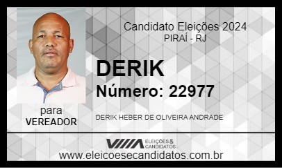 Candidato DERIK 2024 - PIRAÍ - Eleições