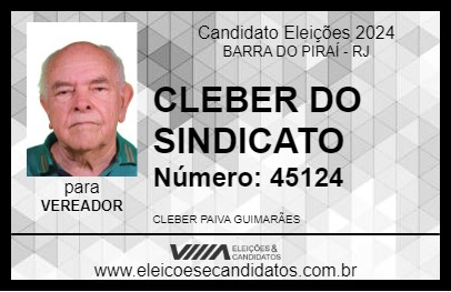 Candidato CLEBER DO SINDICATO 2024 - BARRA DO PIRAÍ - Eleições