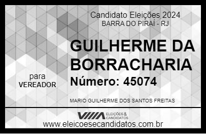 Candidato GUILHERME DA BORRACHARIA 2024 - BARRA DO PIRAÍ - Eleições