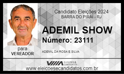 Candidato ADEMIL SHOW 2024 - BARRA DO PIRAÍ - Eleições