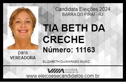 Candidato TIA BETH DA CRECHE 2024 - BARRA DO PIRAÍ - Eleições