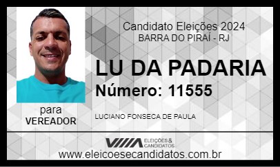 Candidato LU DA PADARIA 2024 - BARRA DO PIRAÍ - Eleições