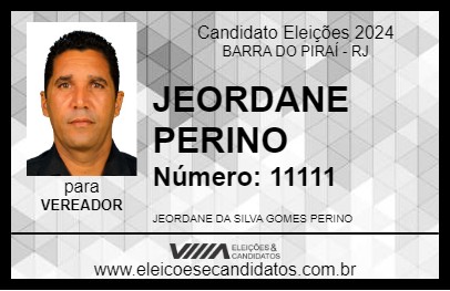 Candidato JEORDANE PERINO 2024 - BARRA DO PIRAÍ - Eleições