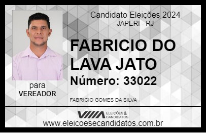 Candidato FABRICIO DO LAVA JATO 2024 - JAPERI - Eleições