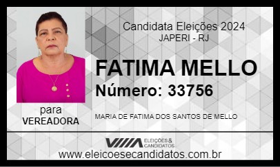 Candidato FATIMA MELLO 2024 - JAPERI - Eleições