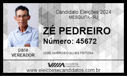 Candidato ZÉ PEDREIRO 2024 - MESQUITA - Eleições