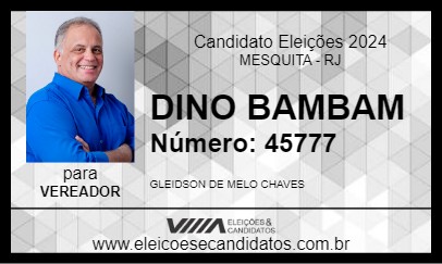 Candidato DINO BAMBAM 2024 - MESQUITA - Eleições