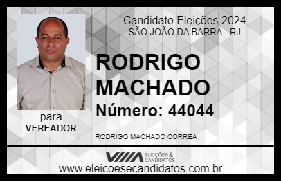 Candidato RODRIGO MACHADO 2024 - SÃO JOÃO DA BARRA - Eleições