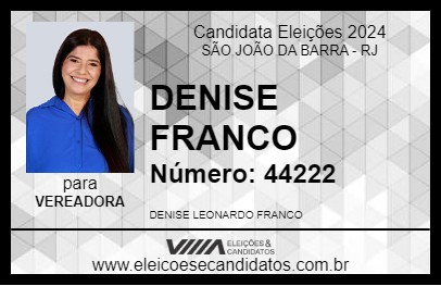 Candidato DENISE FRANCO 2024 - SÃO JOÃO DA BARRA - Eleições