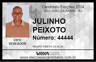 Candidato JULINHO PEIXOTO 2024 - SÃO JOÃO DA BARRA - Eleições