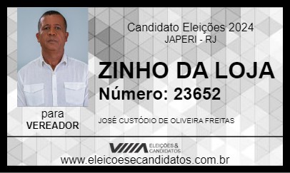 Candidato ZINHO DA LOJA 2024 - JAPERI - Eleições