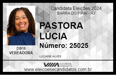 Candidato PASTORA LÚCIA 2024 - BARRA DO PIRAÍ - Eleições