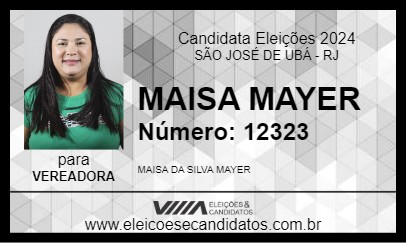 Candidato MAISA MAYER 2024 - SÃO JOSÉ DE UBÁ - Eleições