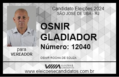 Candidato OSNIR GLADIADOR 2024 - SÃO JOSÉ DE UBÁ - Eleições