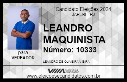 Candidato LEANDRO MAQUINISTA 2024 - JAPERI - Eleições