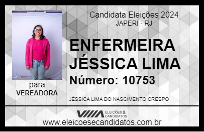 Candidato ENFERMEIRA JÉSSICA LIMA 2024 - JAPERI - Eleições