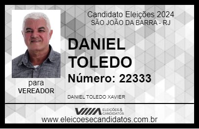 Candidato DANIEL TOLEDO 2024 - SÃO JOÃO DA BARRA - Eleições