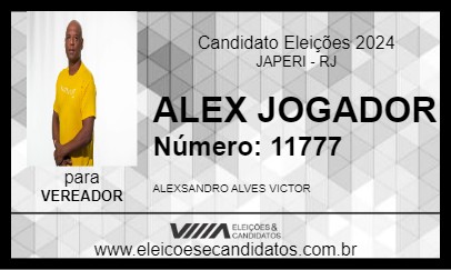 Candidato ALEX JOGADOR 2024 - JAPERI - Eleições