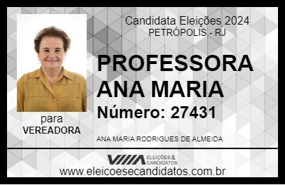 Candidato PROFESSORA ANA MARIA 2024 - PETRÓPOLIS - Eleições