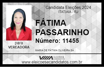 Candidato FÁTIMA PASSARINHO 2024 - ITATIAIA - Eleições