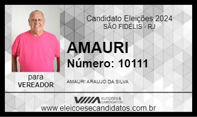 Candidato AMAURI 2024 - SÃO FIDÉLIS - Eleições