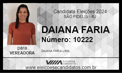 Candidato DAIANA FARIA 2024 - SÃO FIDÉLIS - Eleições