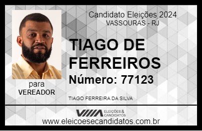 Candidato TIAGO DE FERREIROS 2024 - VASSOURAS - Eleições