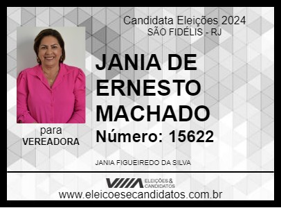 Candidato JANIA DE ERNESTO MACHADO 2024 - SÃO FIDÉLIS - Eleições