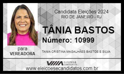 Candidato TÂNIA BASTOS 2024 - RIO DE JANEIRO - Eleições