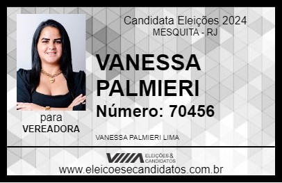 Candidato VANESSA PALMIERI 2024 - MESQUITA - Eleições