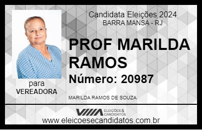 Candidato PROF MARILDA RAMOS 2024 - BARRA MANSA - Eleições