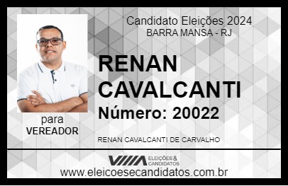 Candidato RENAN CAVALCANTI 2024 - BARRA MANSA - Eleições