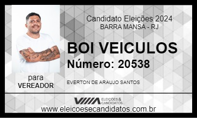 Candidato BOI VEICULOS 2024 - BARRA MANSA - Eleições