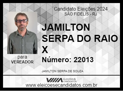 Candidato JAMILTON SERPA DO RAIO X 2024 - SÃO FIDÉLIS - Eleições